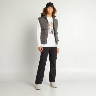 Doudoune sans manches capuche gris