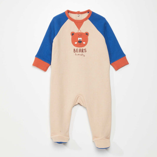 Pyjama tricolore imprim 'ours' Beige/bleu