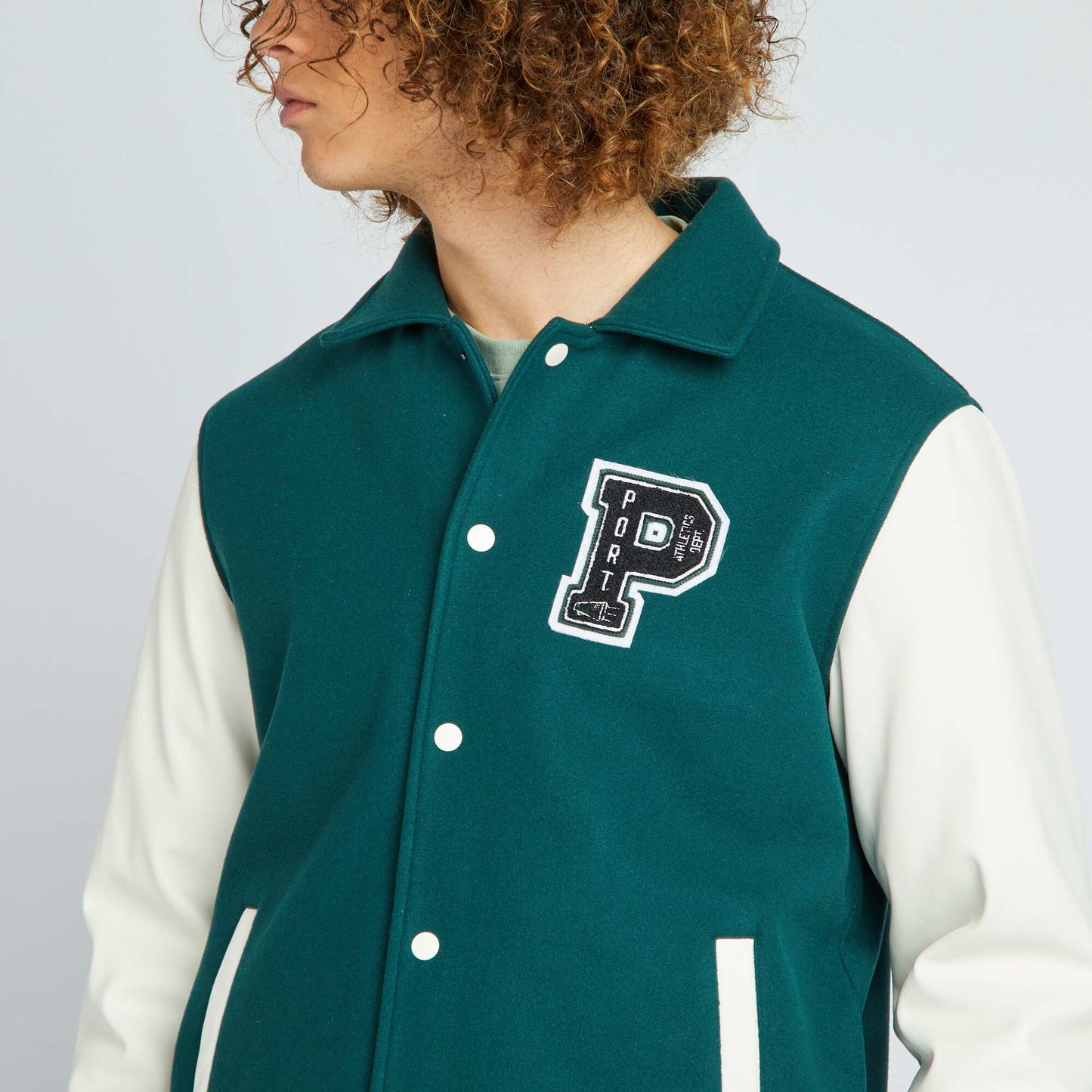 Veste bomber esprit campus Vert/blanc