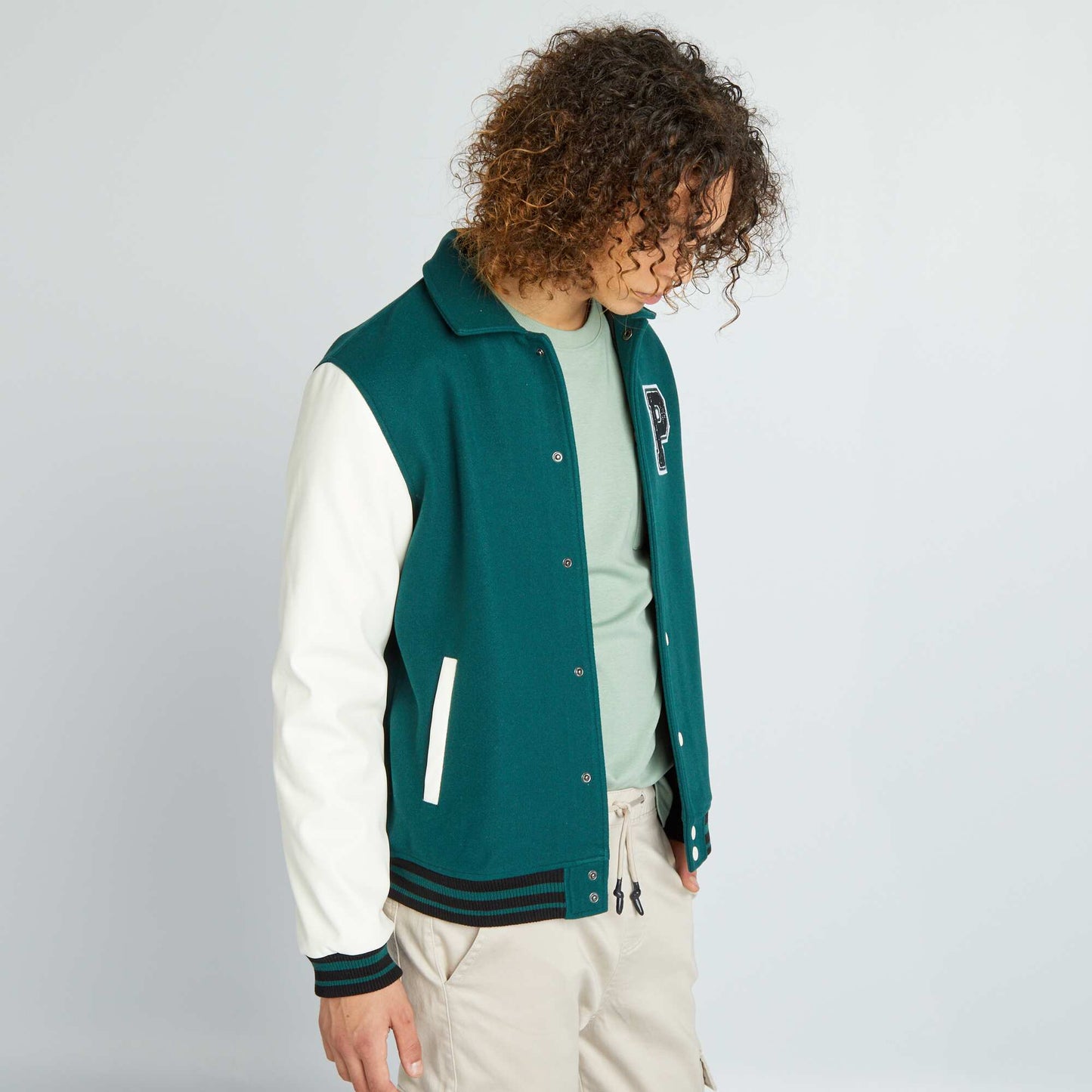 Veste bomber esprit campus Vert/blanc