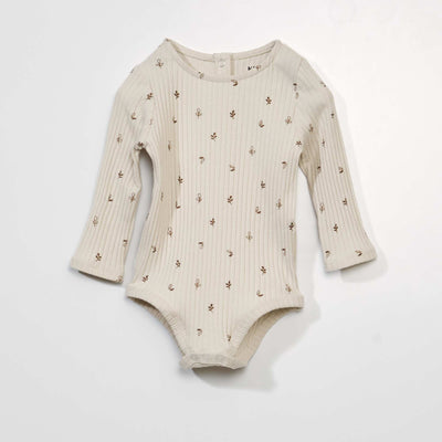 Body en maille c tel e avec imprim Ecru