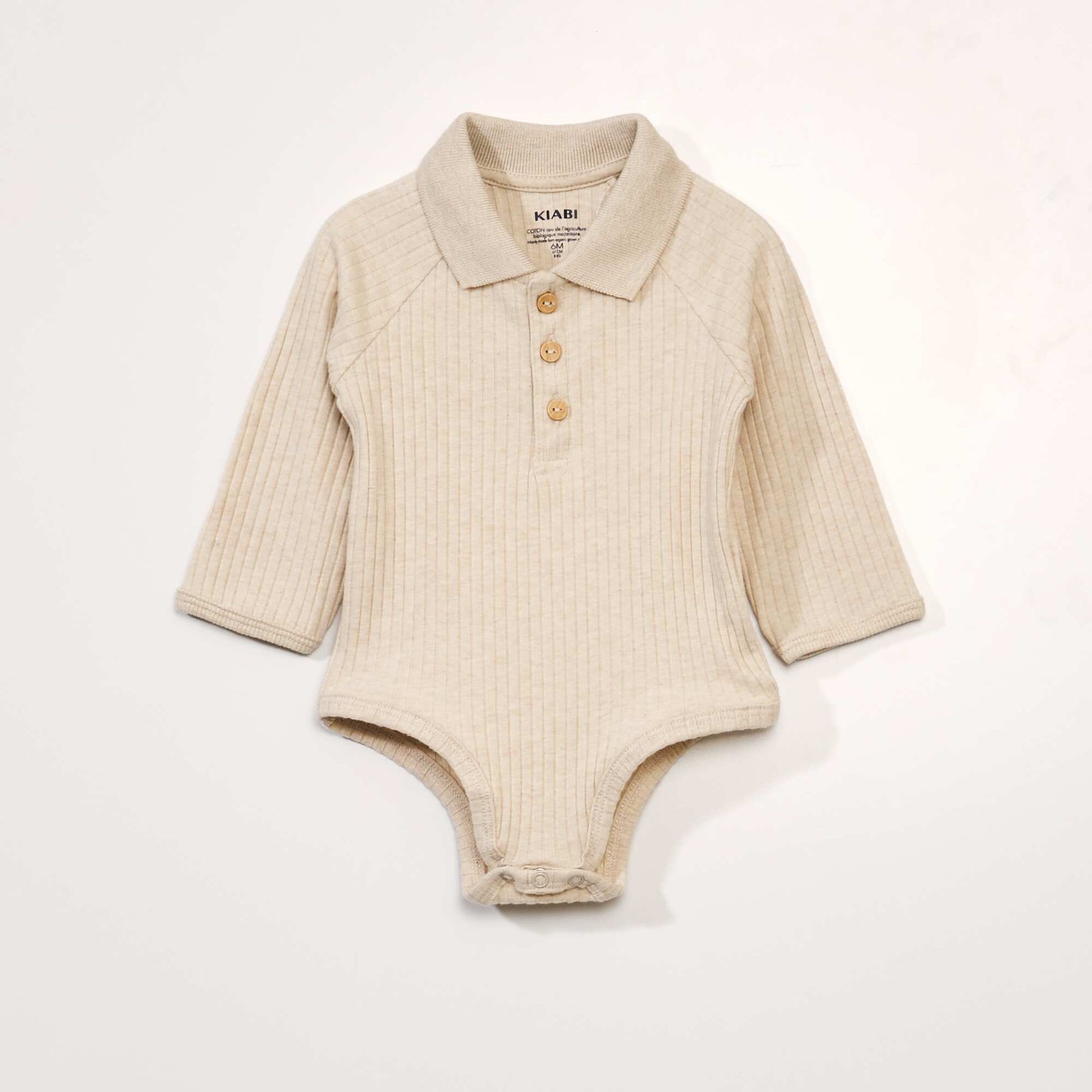 Body maille c tel e et col polo Beige