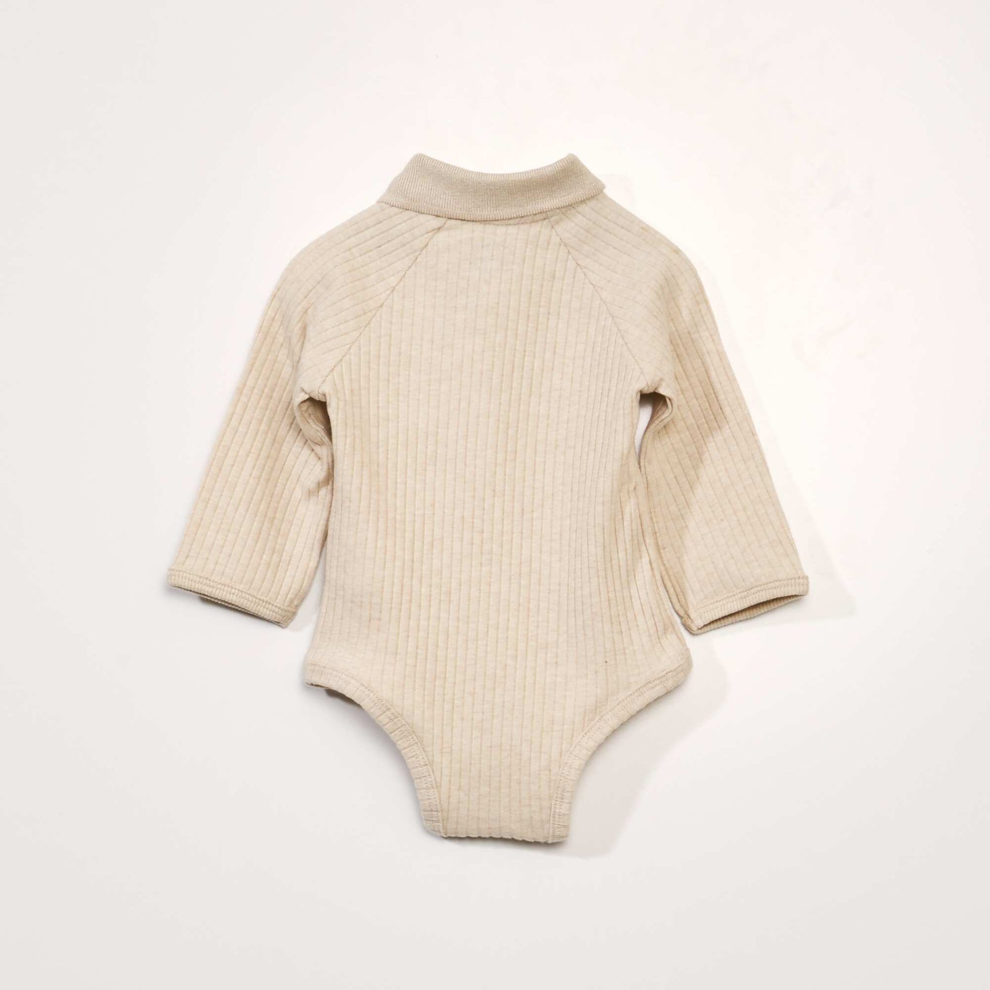 Body maille c tel e et col polo Beige