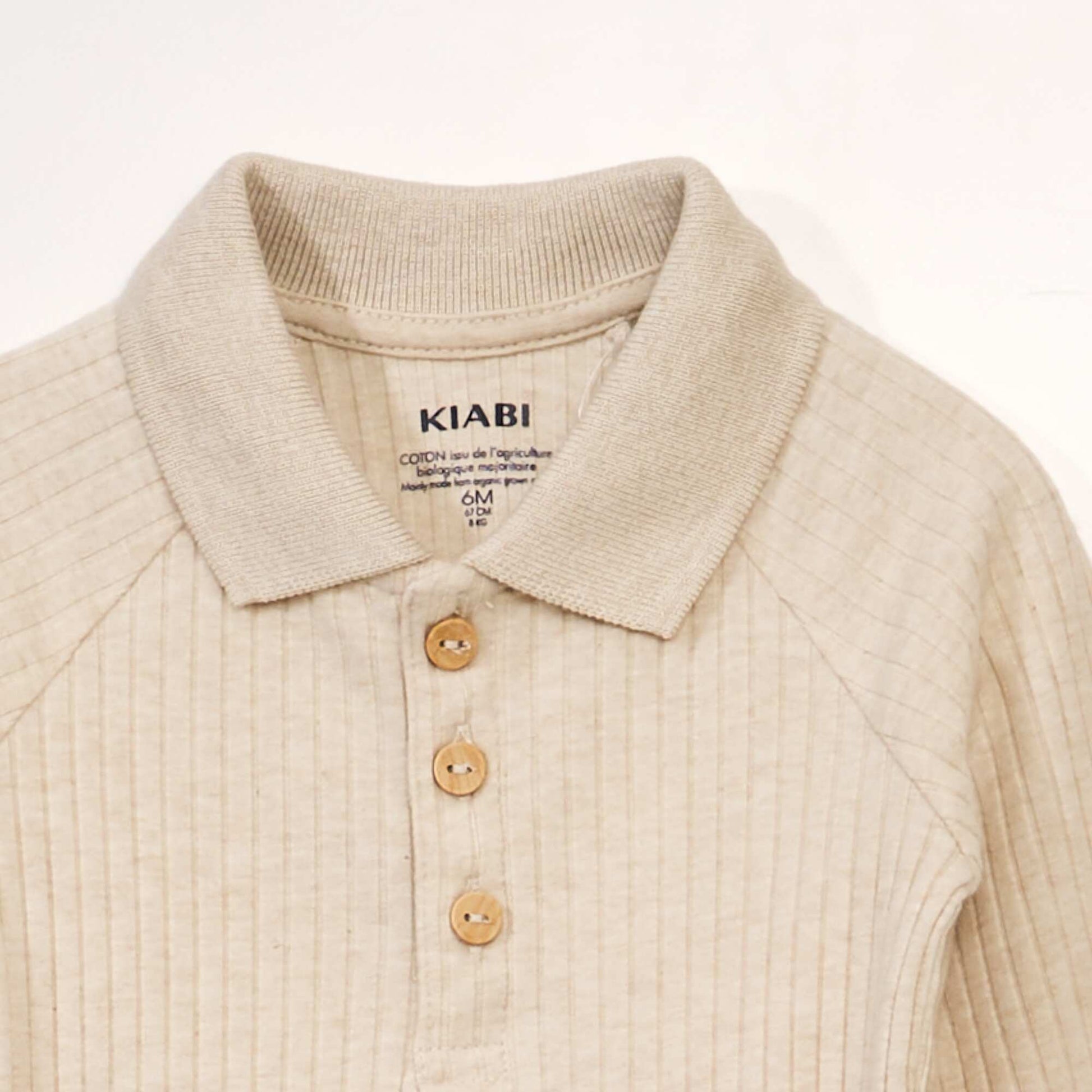 Body maille c tel e et col polo Beige