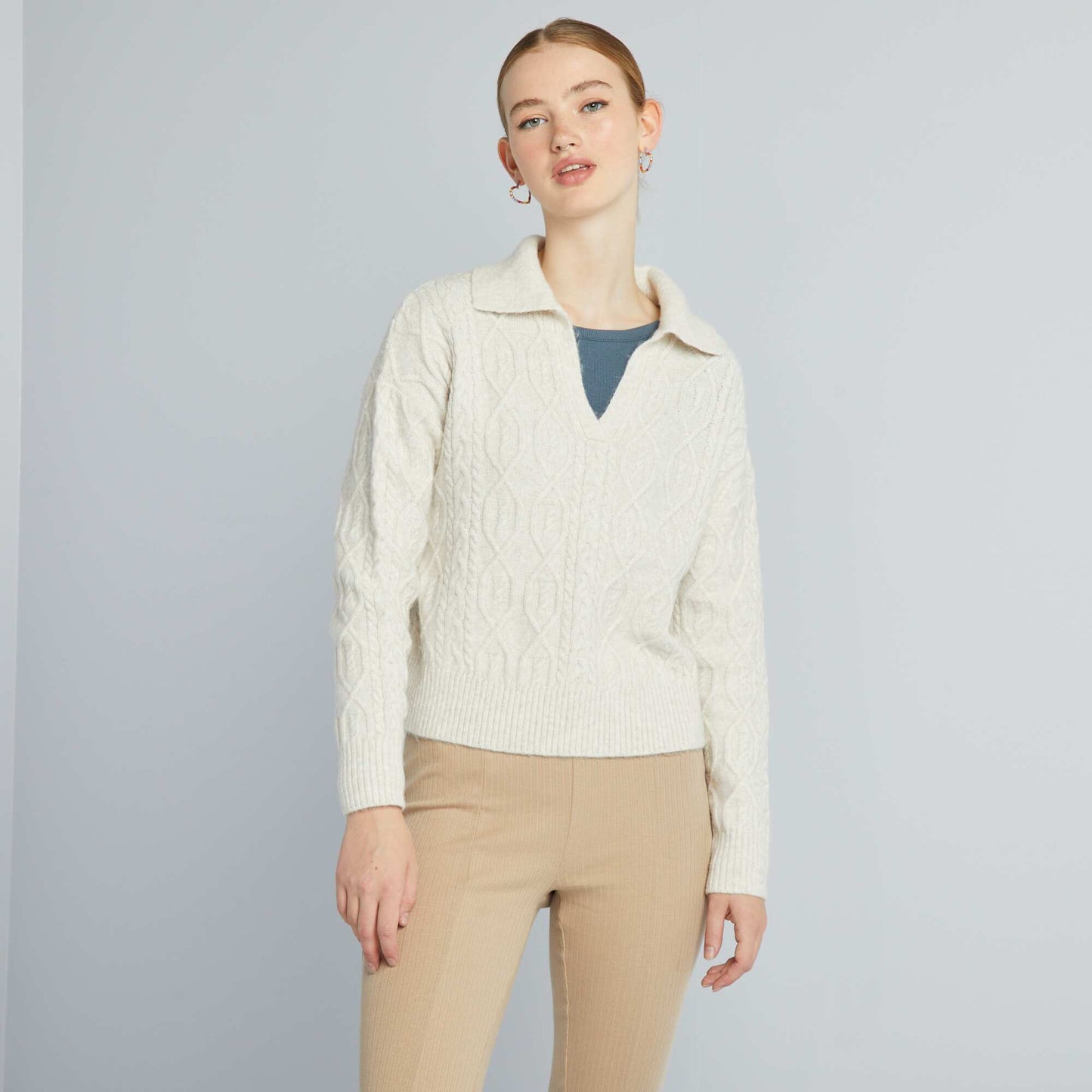 Pull col camionneur Beige