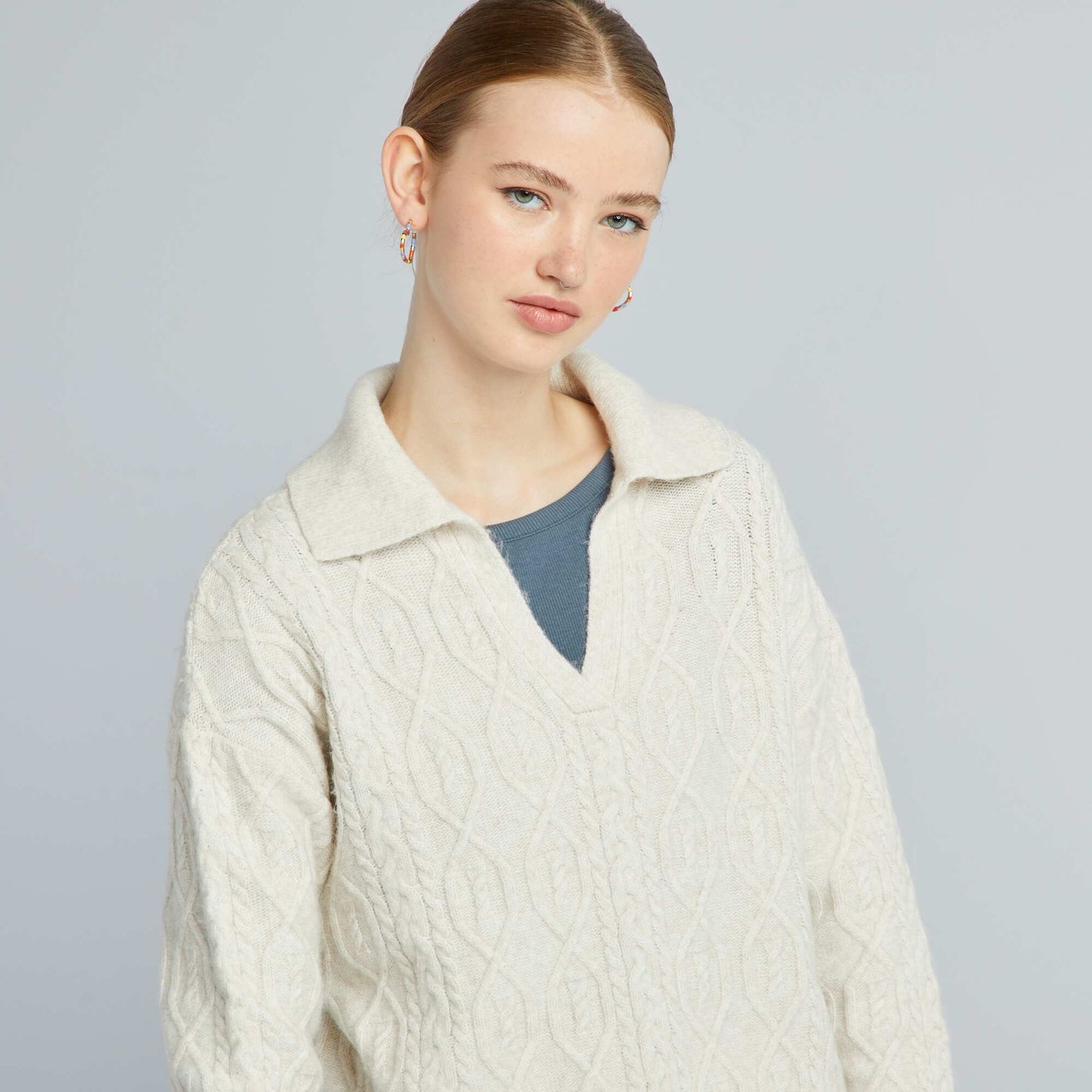 Pull col camionneur Beige