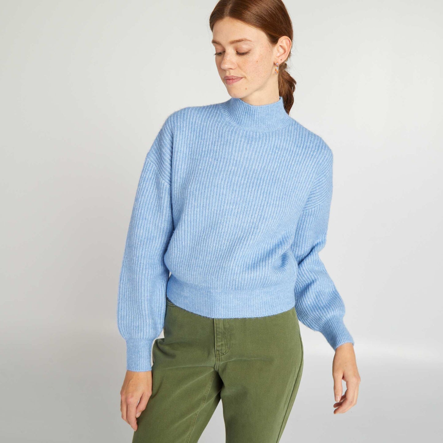 Pull col montant Bleu