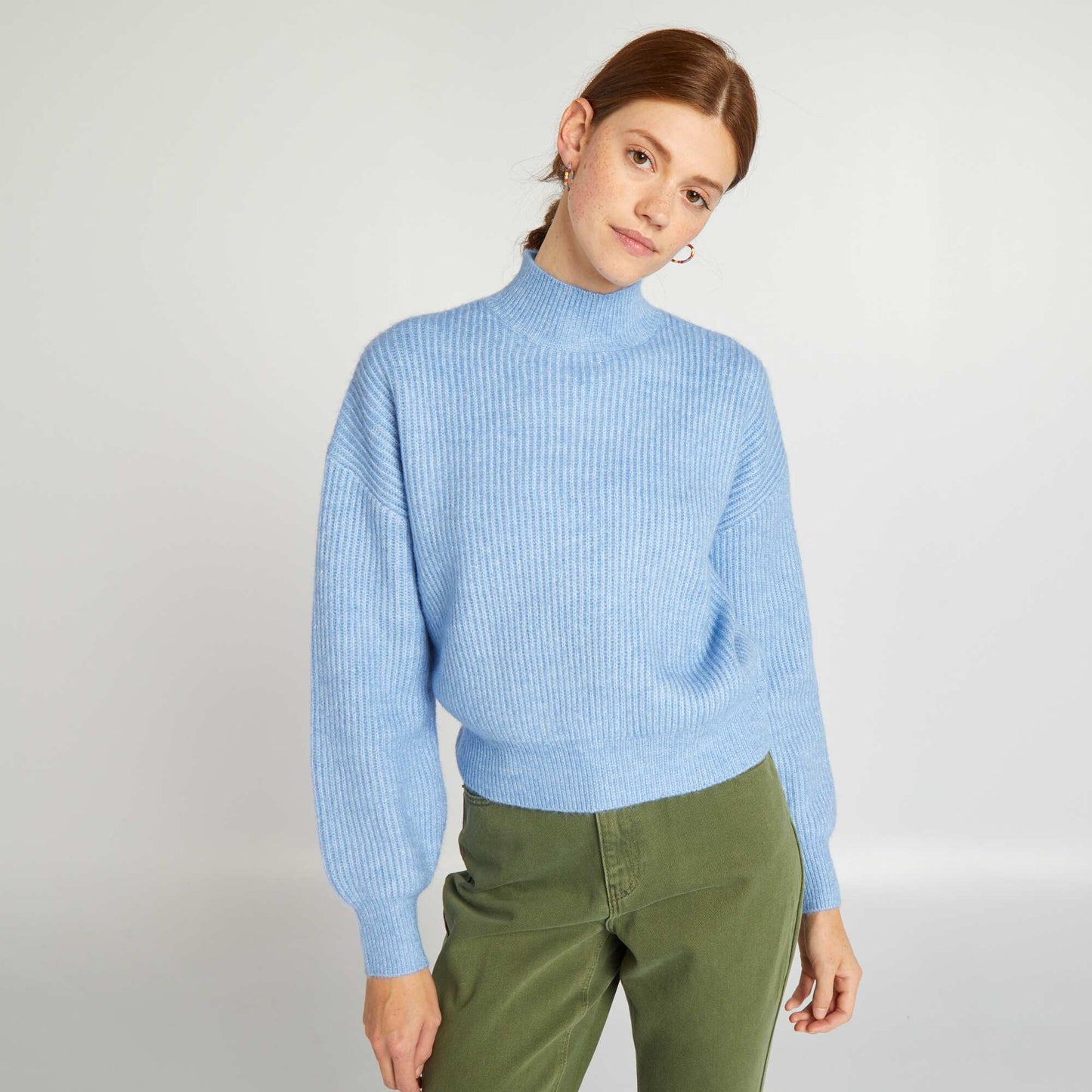 Pull col montant Bleu