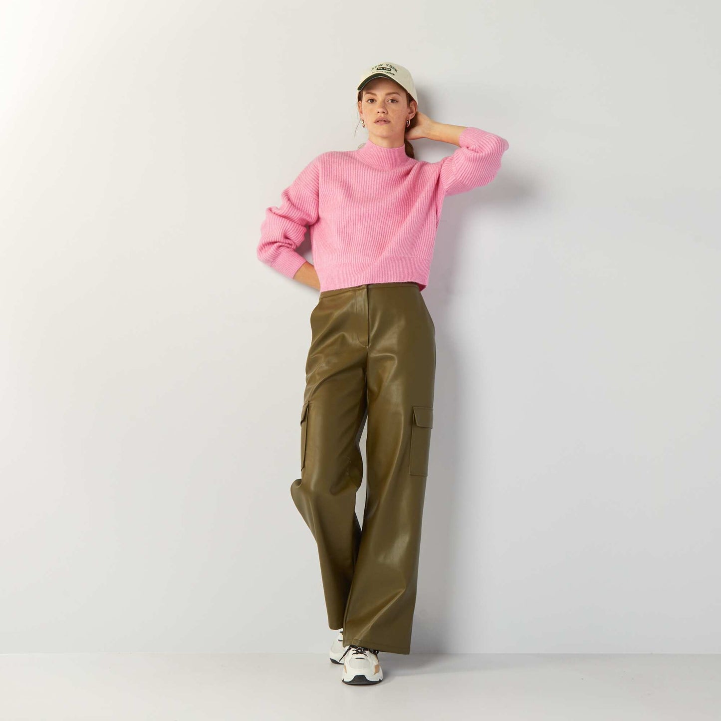 Pull col montant Rose