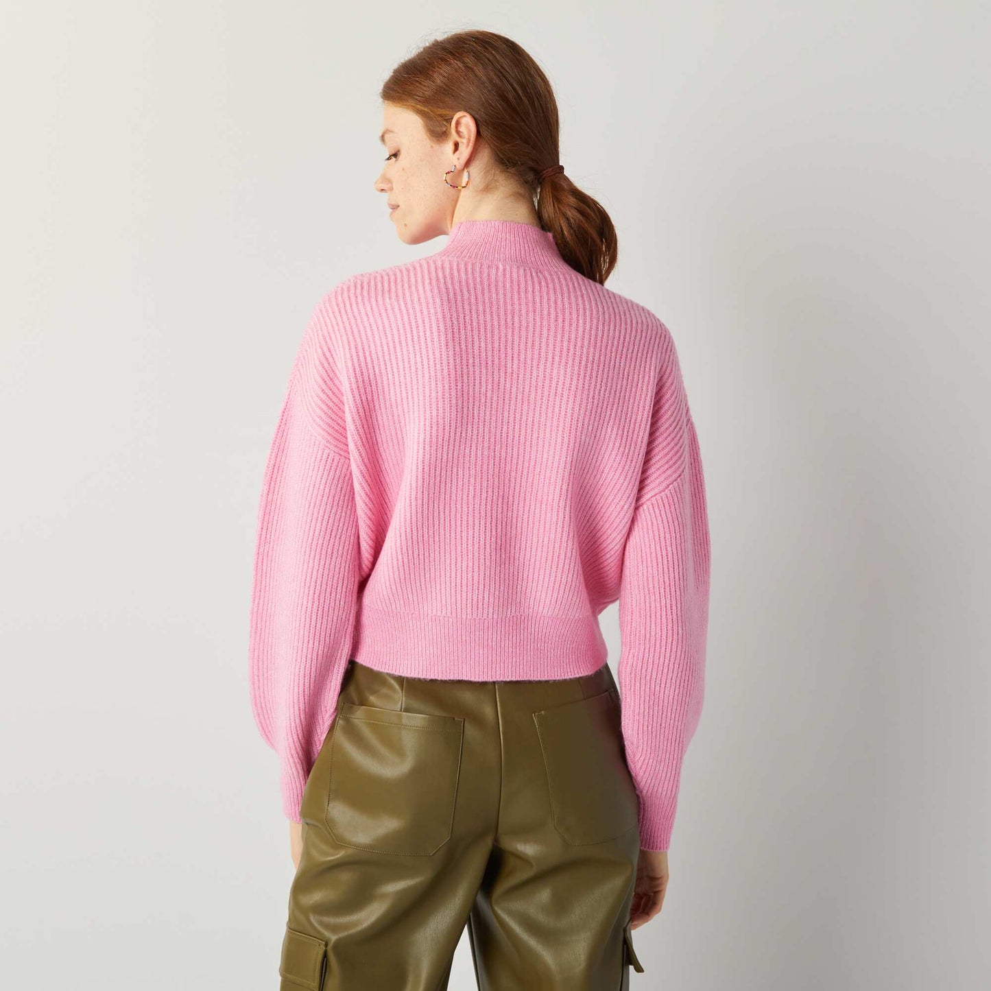 Pull col montant Rose