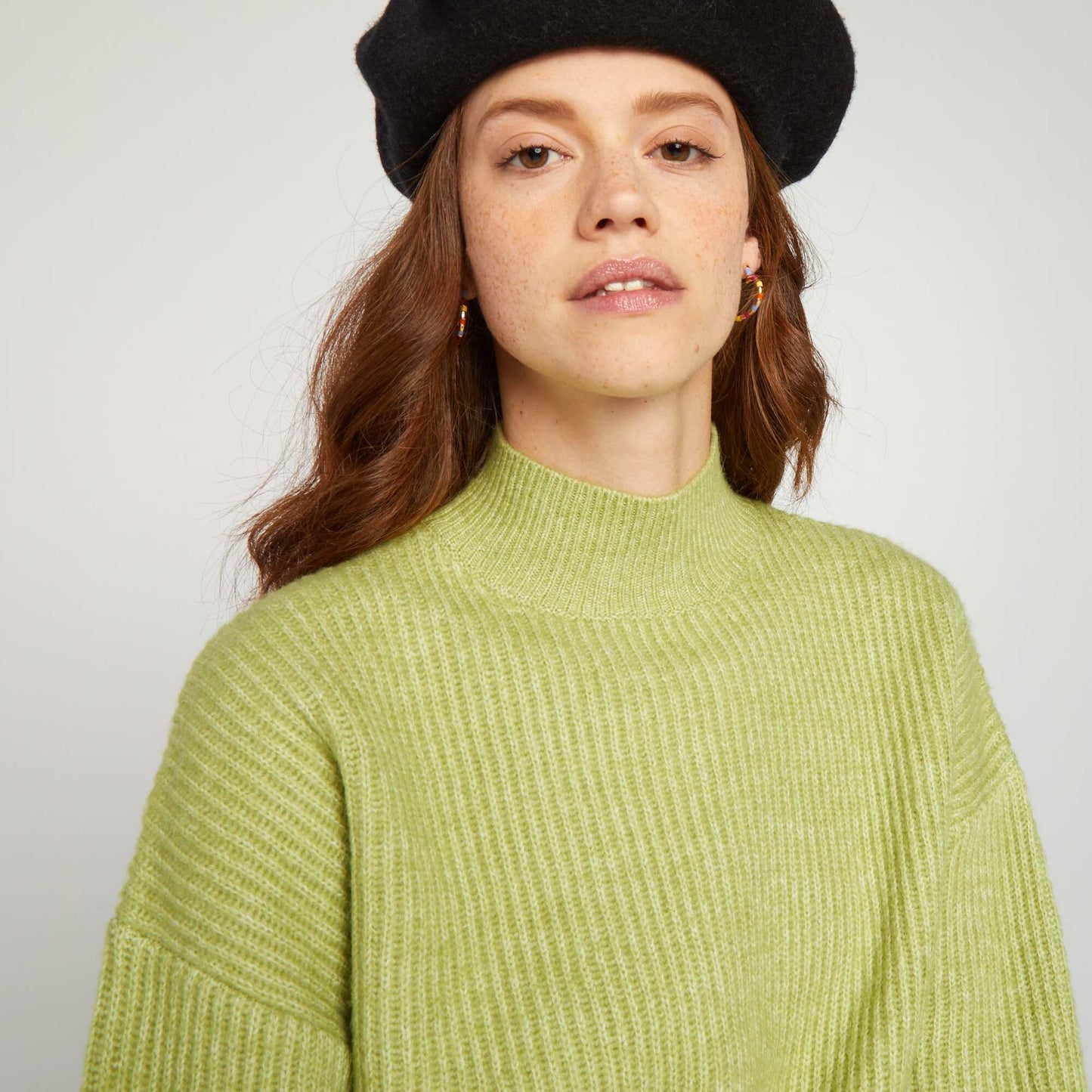 Pull col montant Vert