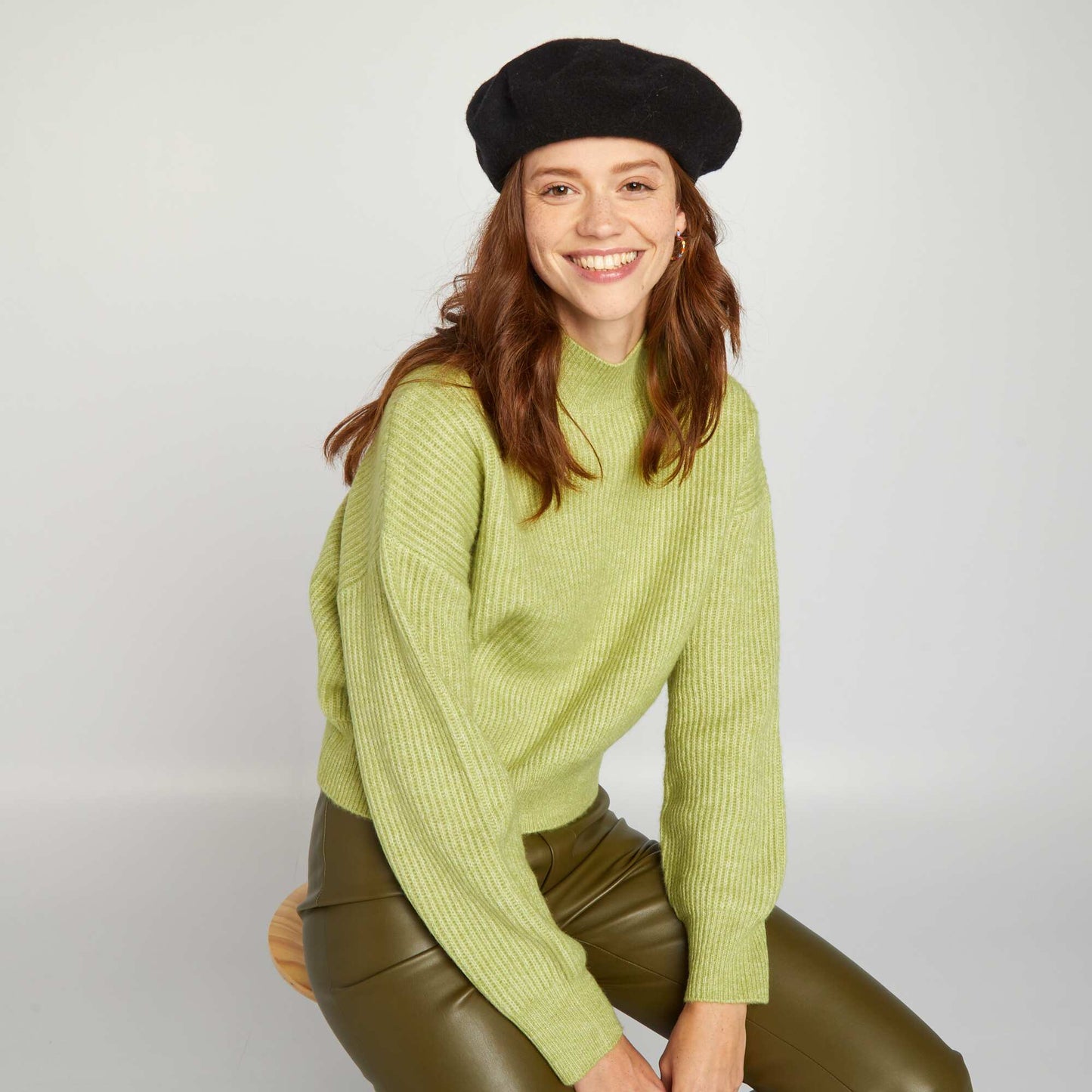 Pull col montant Vert