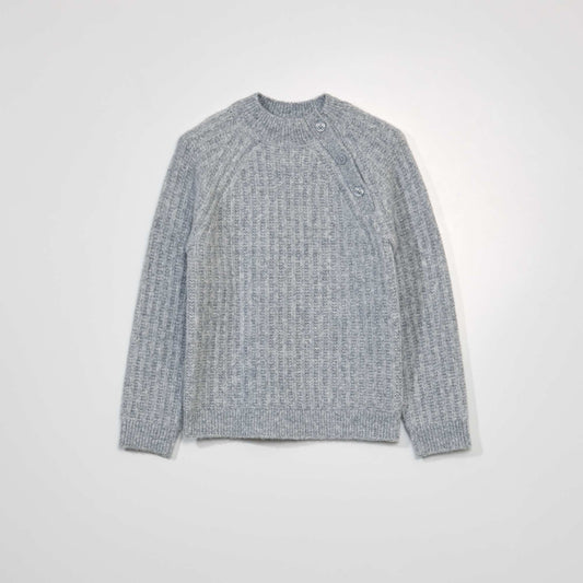 Pull en maille   col montant Gris