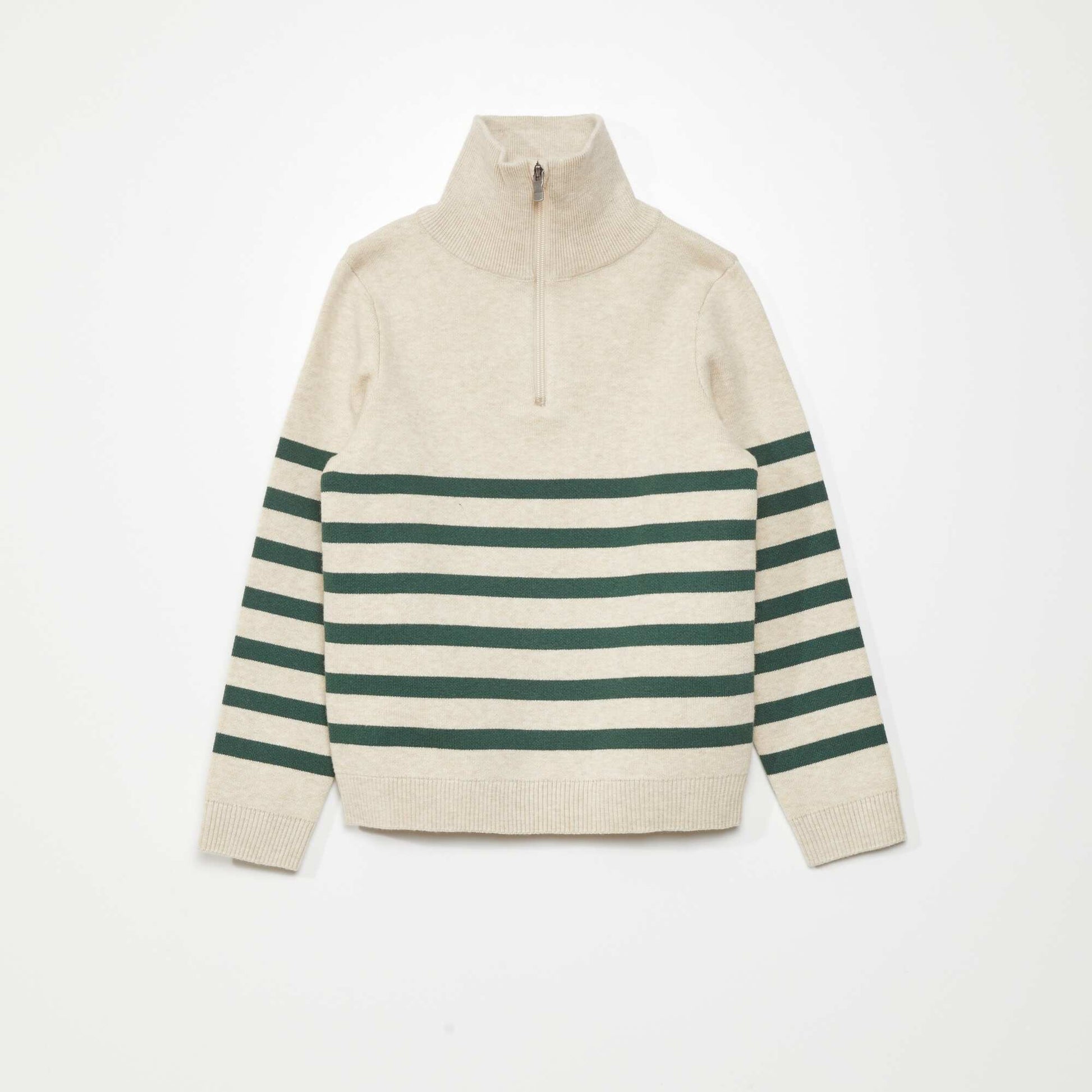 Pull col camionneur Beige/vert