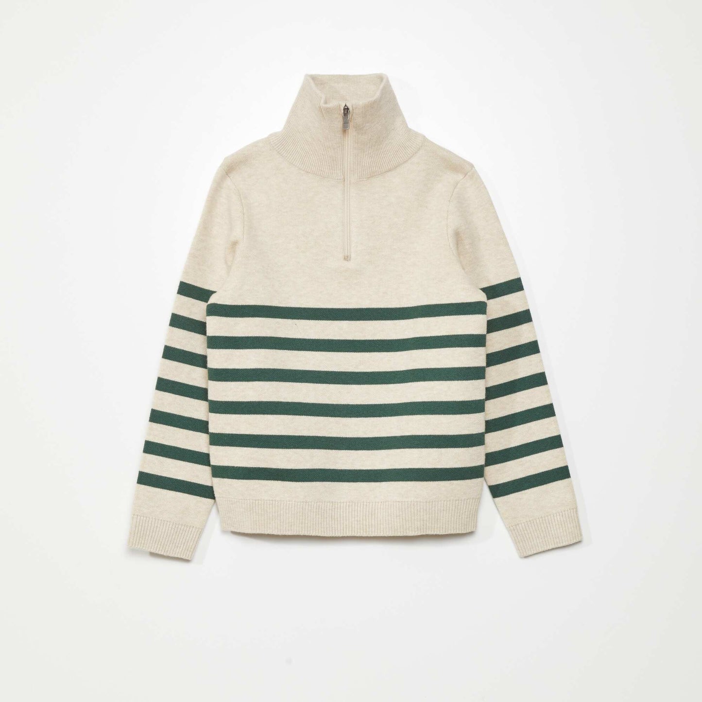 Pull col camionneur Beige/vert