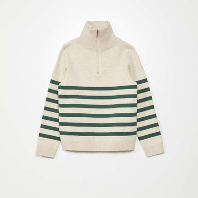 Pull col camionneur Beige/vert