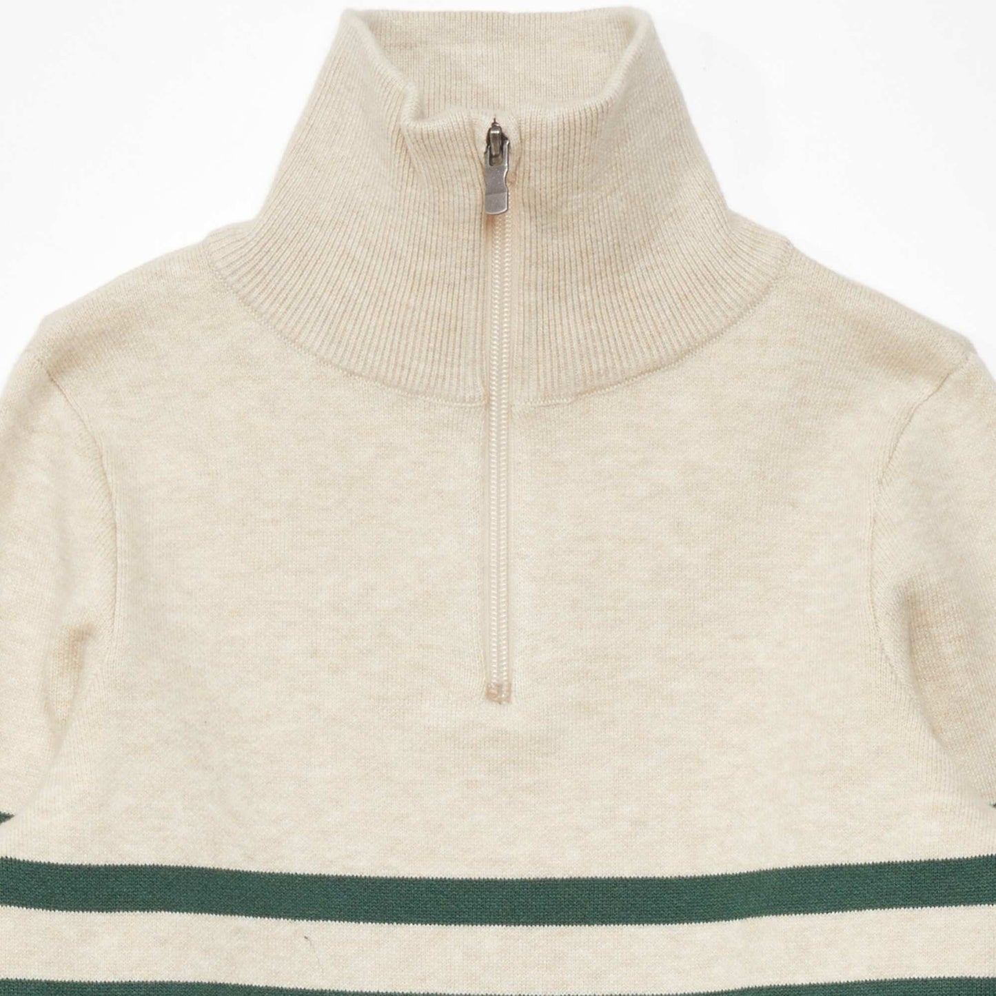 Pull col camionneur Beige/vert