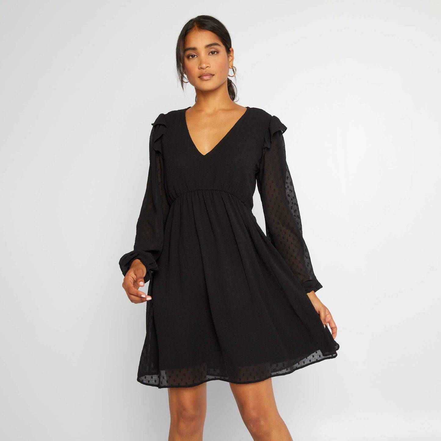 Robe courte plumetis noir