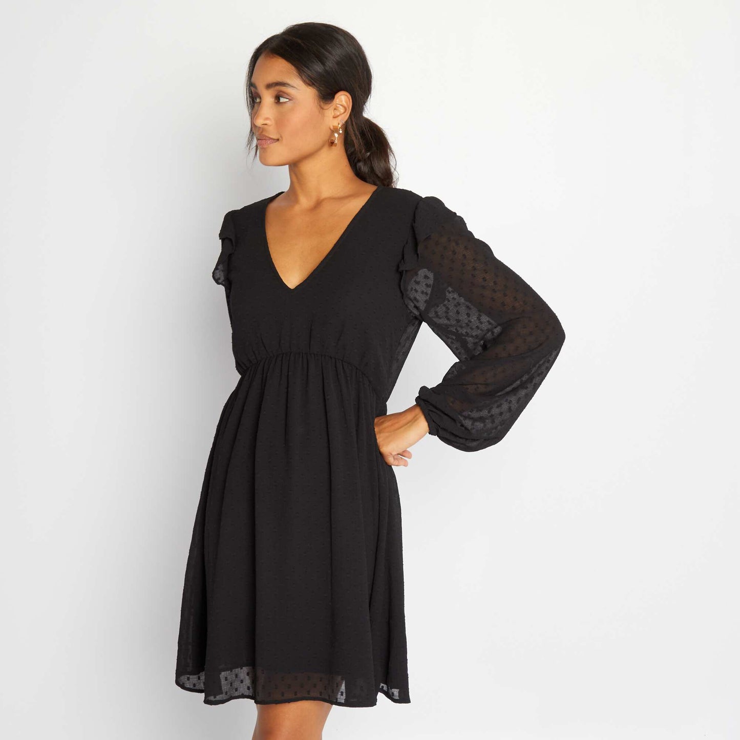 Robe courte plumetis noir