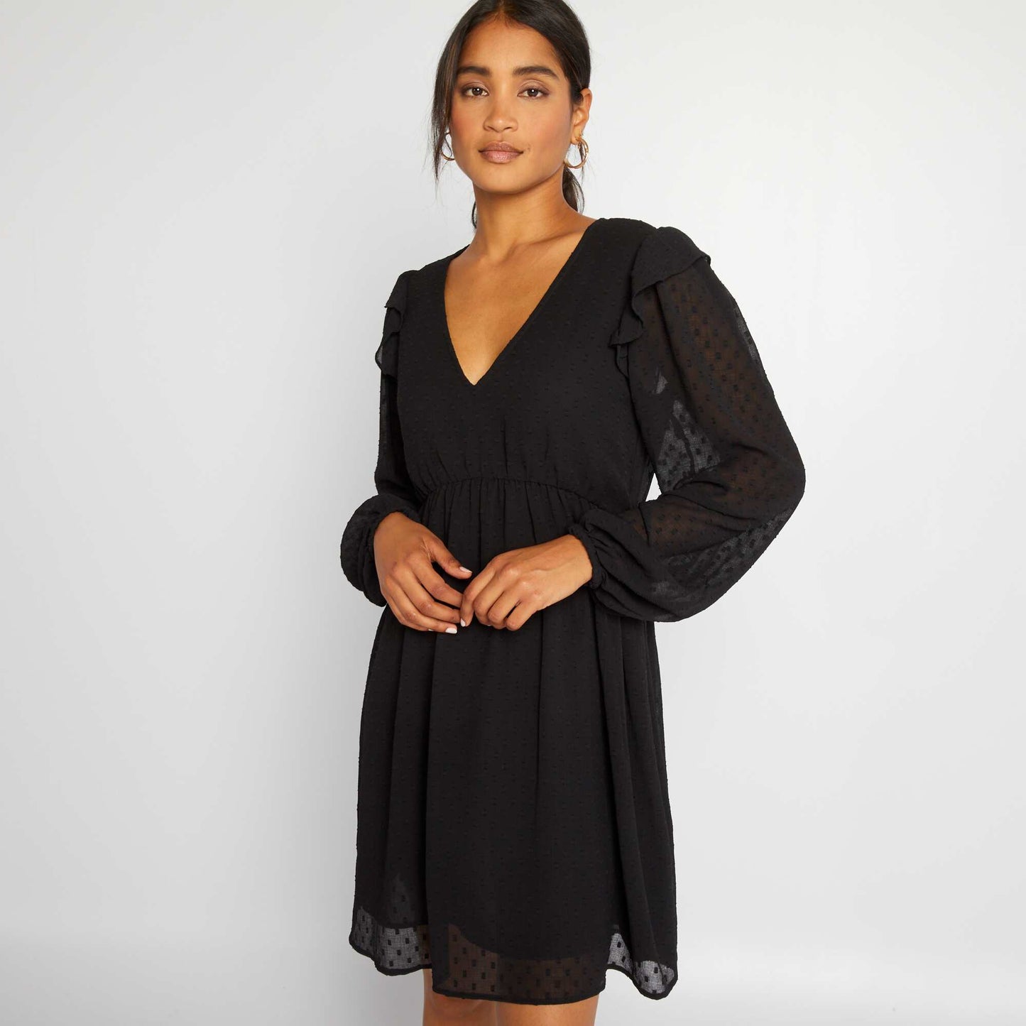 Robe courte plumetis noir