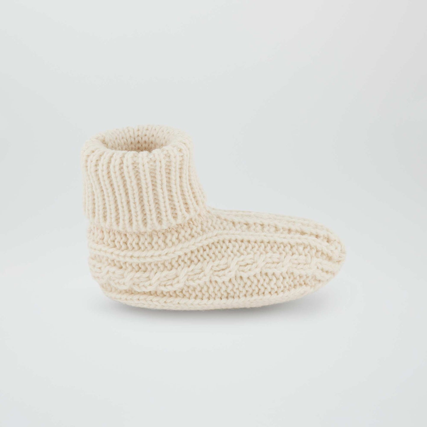 Chausson en maille tricot e beige