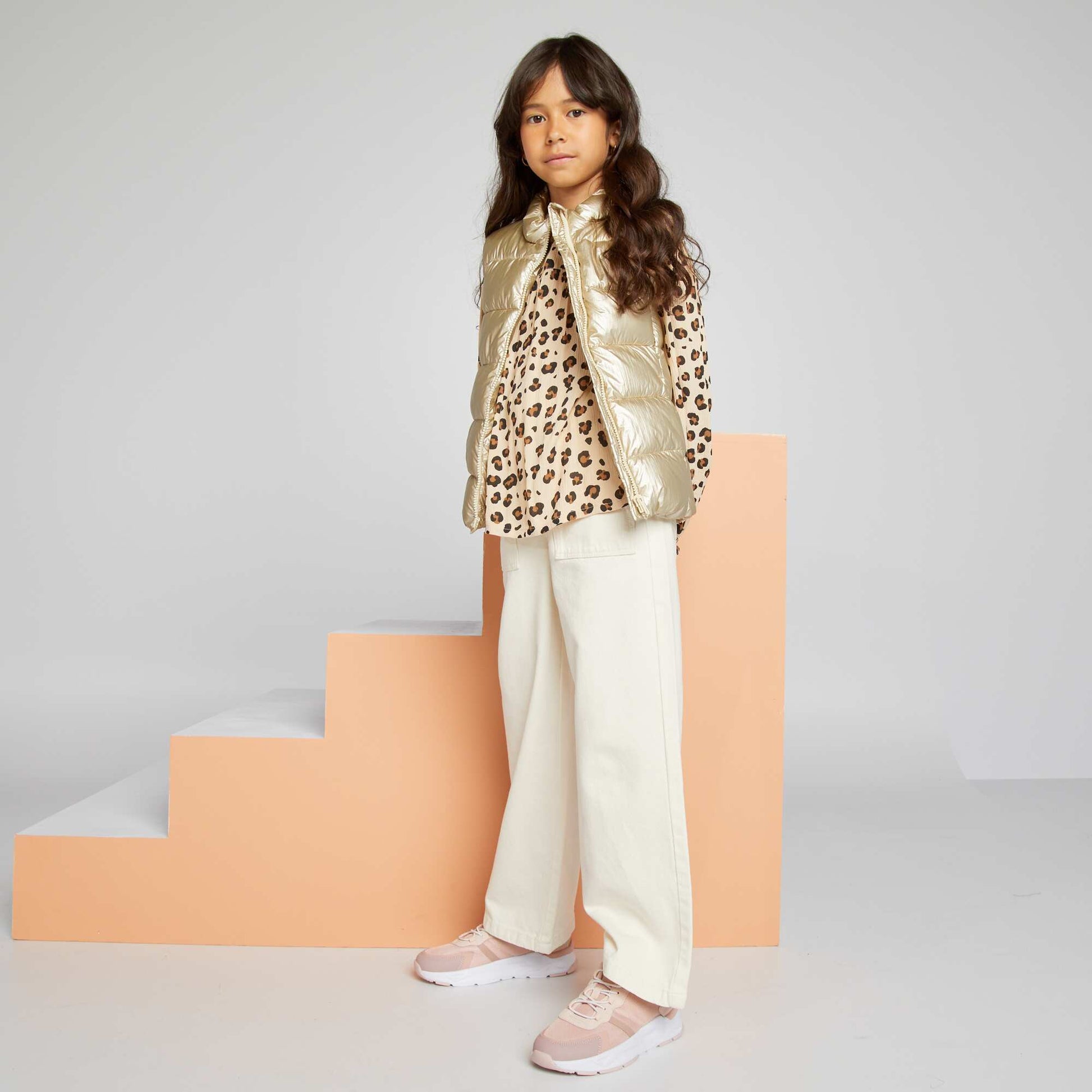 Pantalon denim wide leg Blanc
