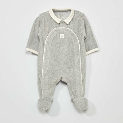 Pyjama en velours avec col claudine Gris
