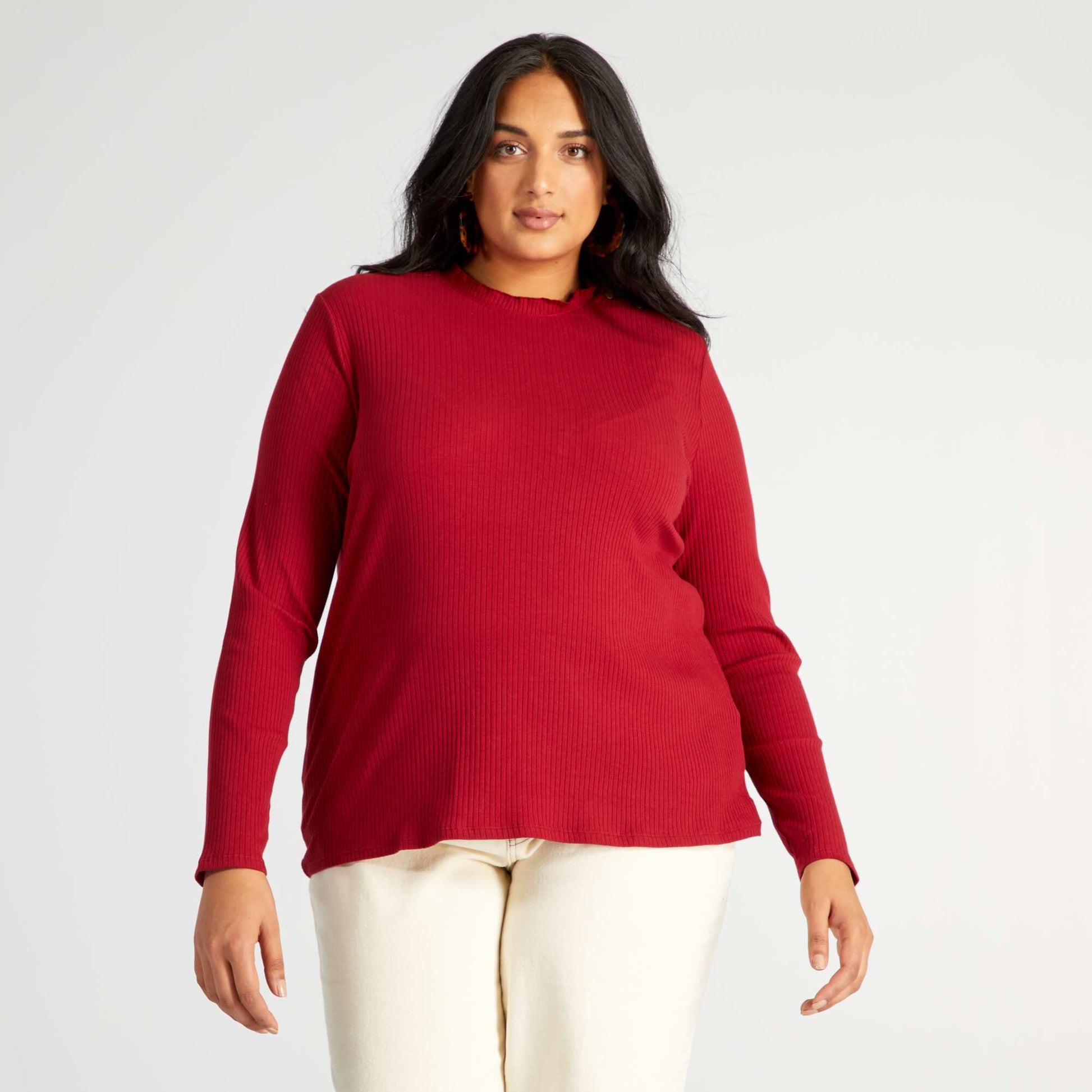 T-shirt en maille c tel e Rouge rhubarbe