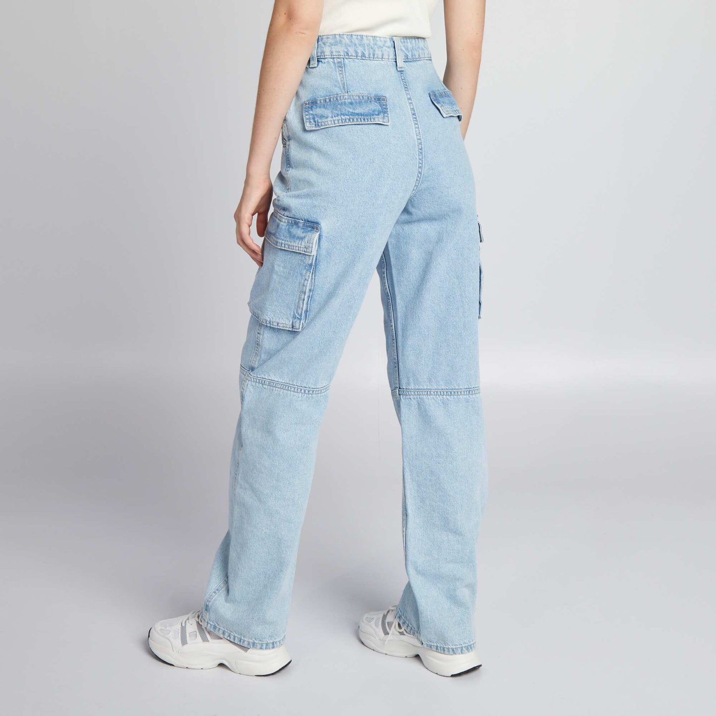 Pantalon en denim taille basse BLEU