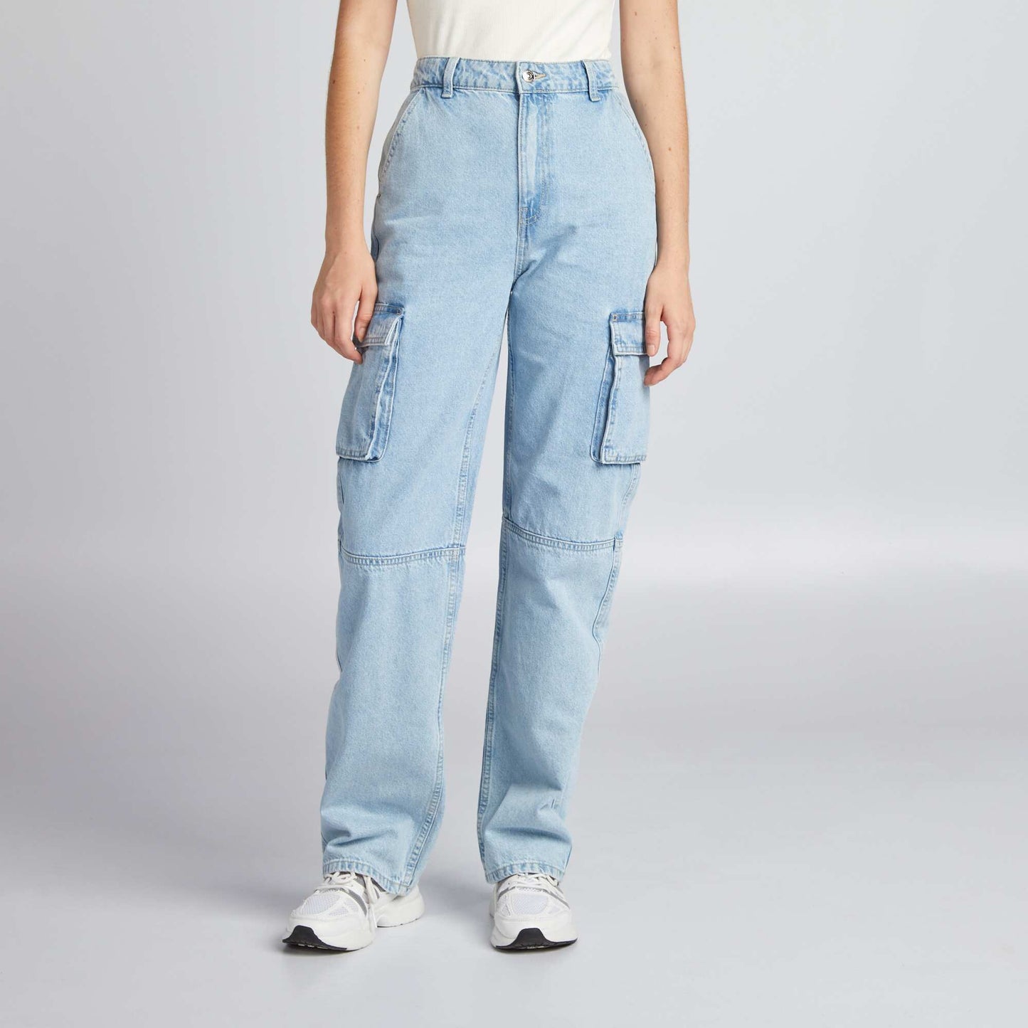 Pantalon en denim taille basse BLEU