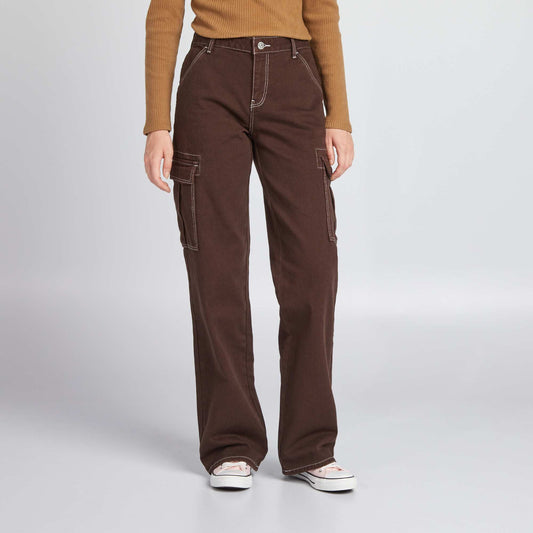 Pantalon avec poches rabats Marron