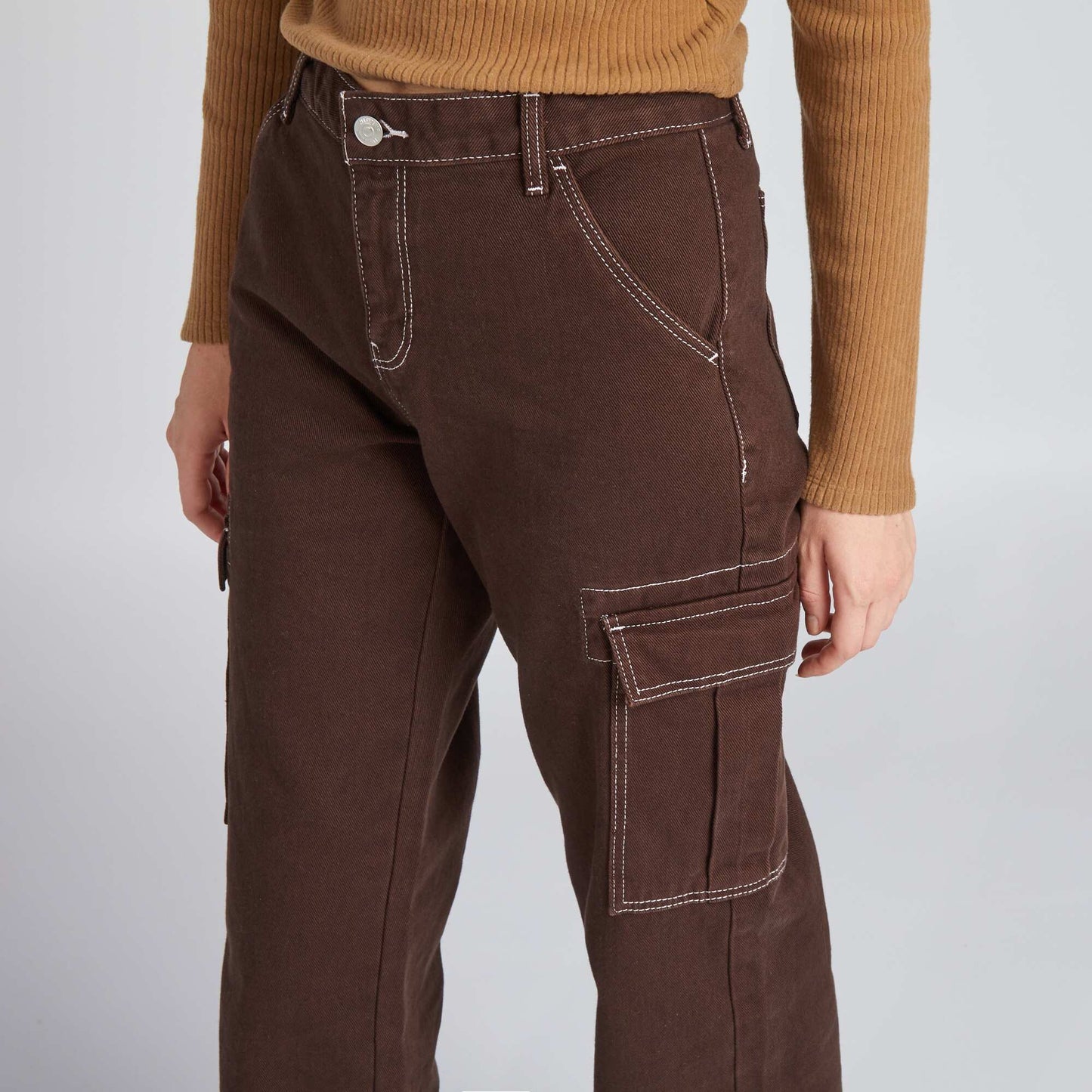 Pantalon avec poches rabats Marron