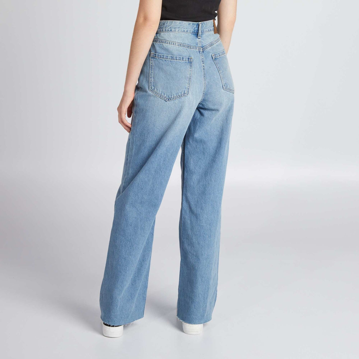 Pantalon denim wide leg Bleu