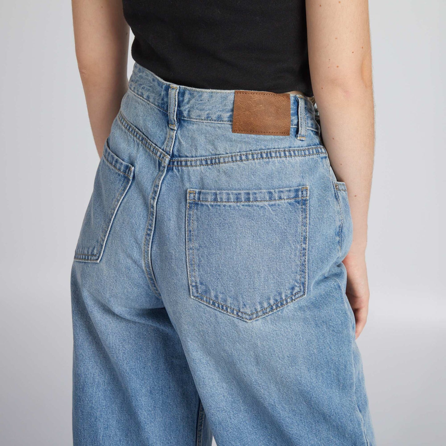 Pantalon denim wide leg Bleu