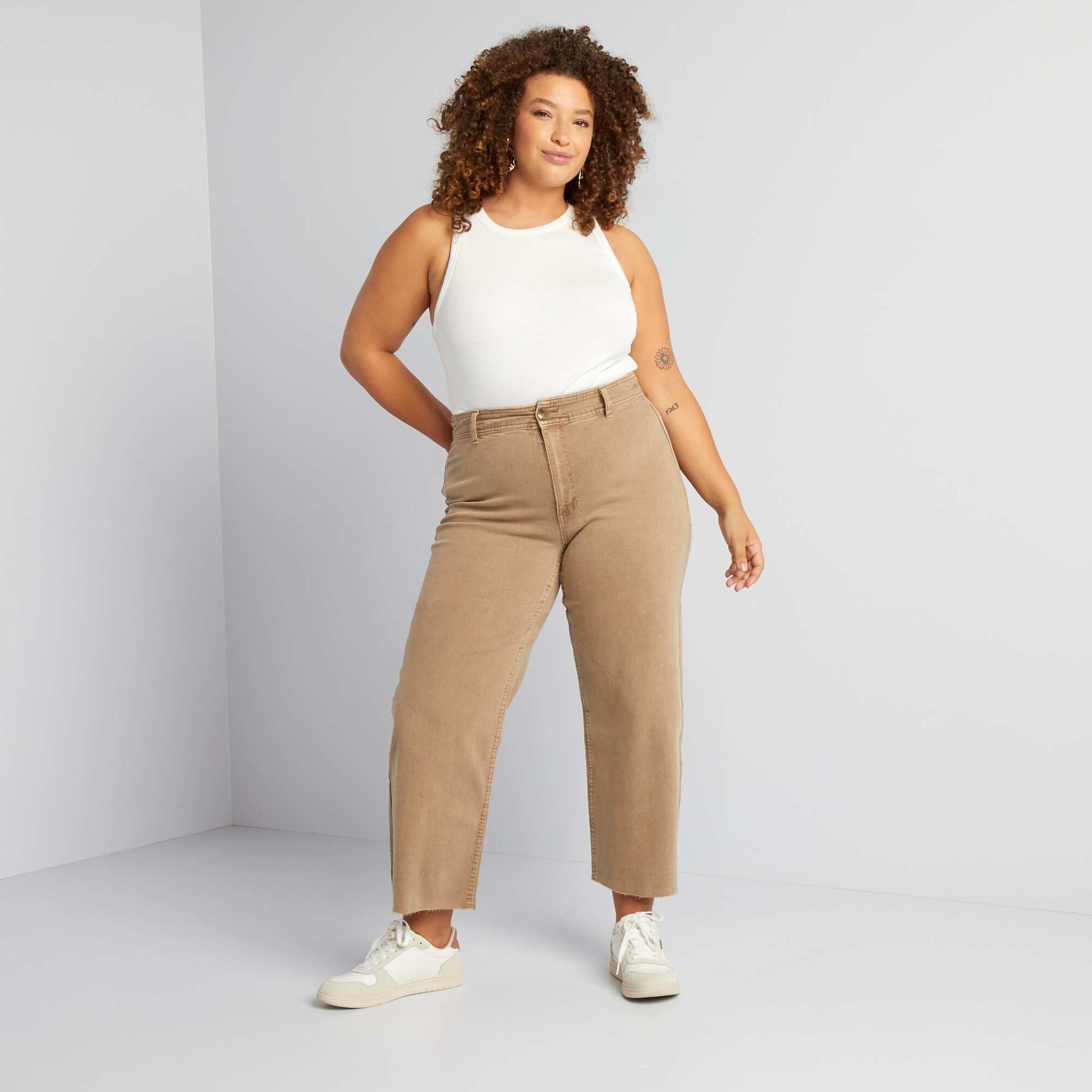 Jean wide leg / large Marron