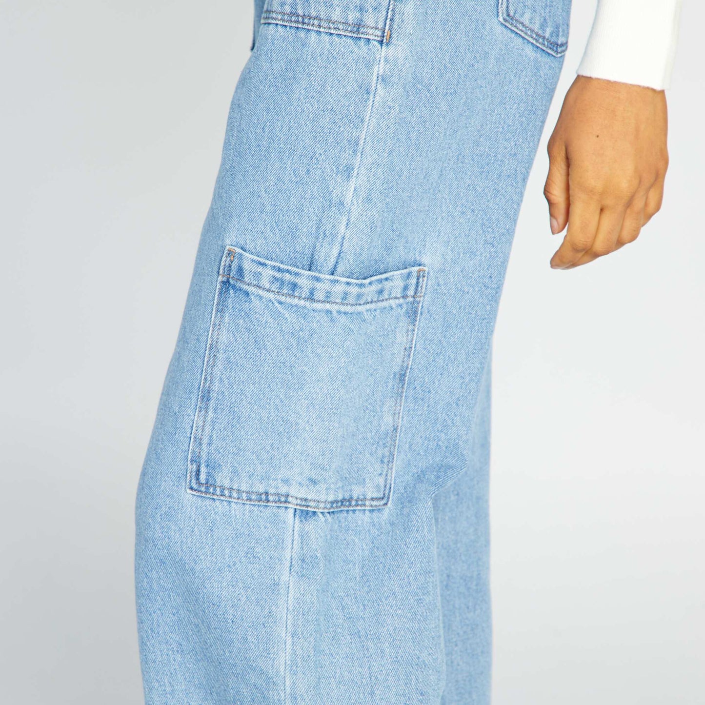 Pantalon wide leg avec poches plaqu es Bleu