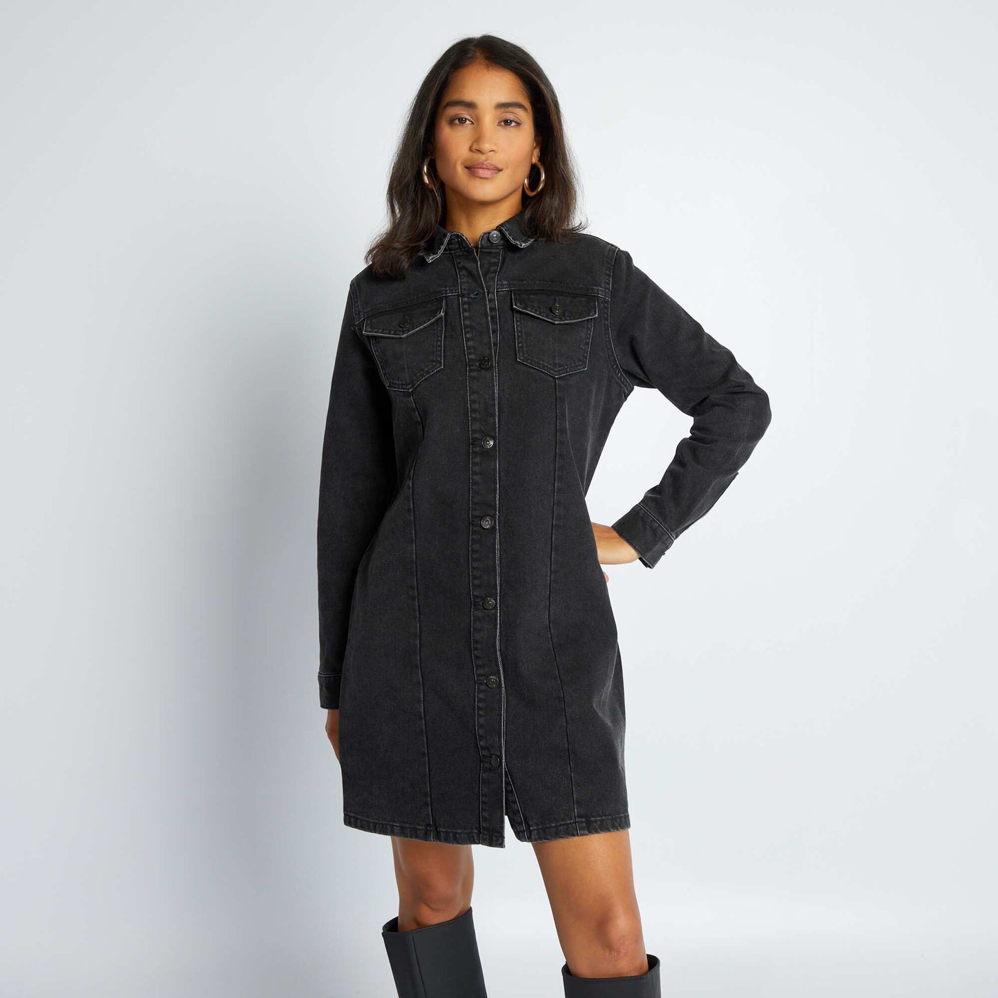 Robe en denim Noir