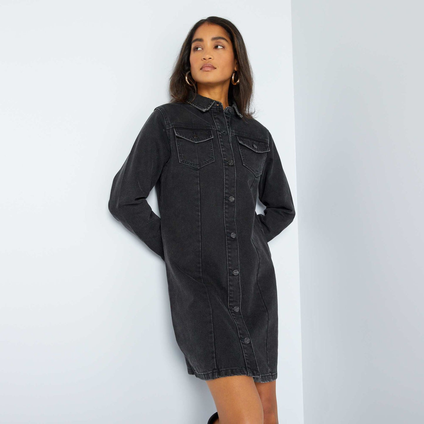 Robe en denim Noir