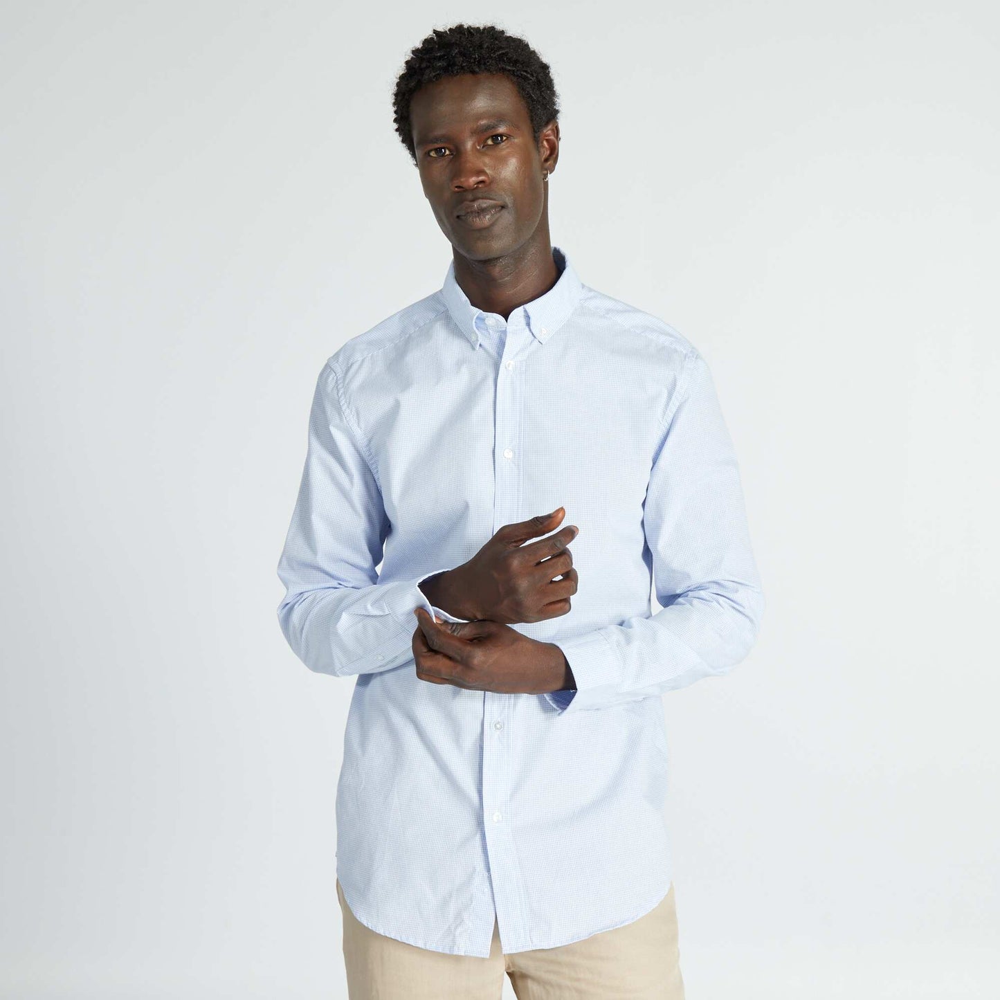 Chemise droite carreaux Blanc/Bleu clair