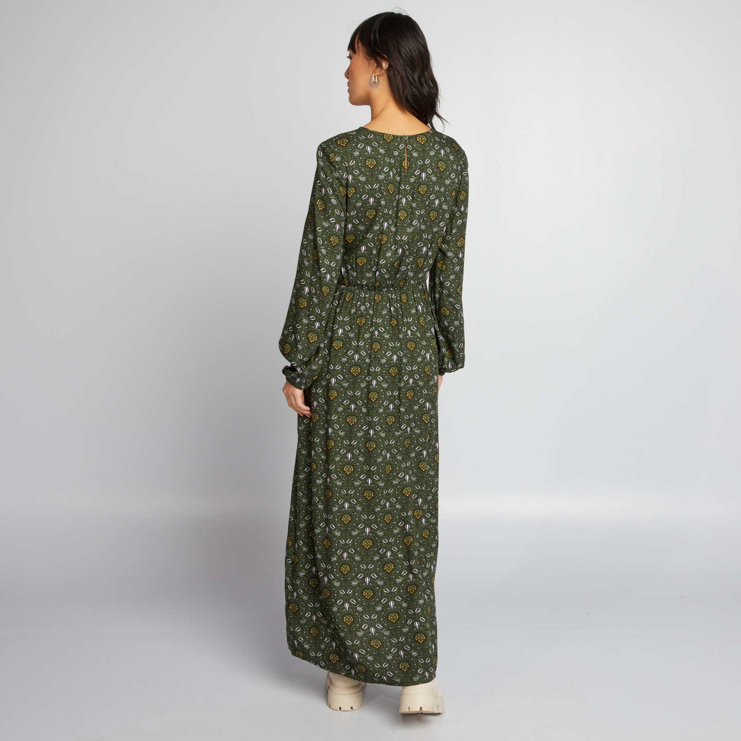 Robe manches longues avec imprim Vert imprim