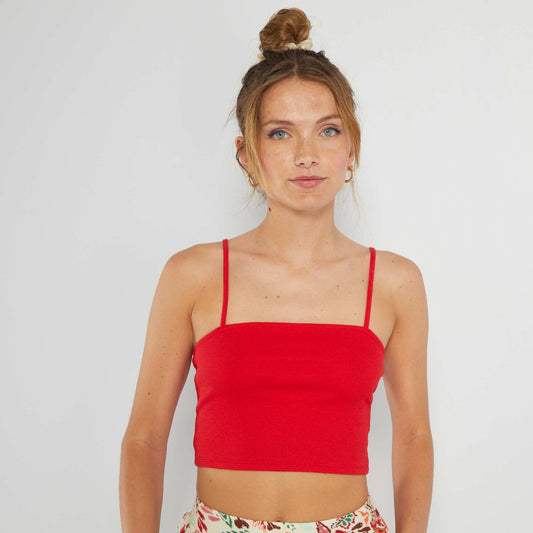 Crop-top bandeau c tel Rouge