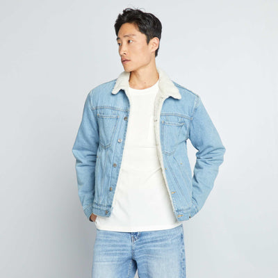Veste en jean doubl e sherpa Bleu