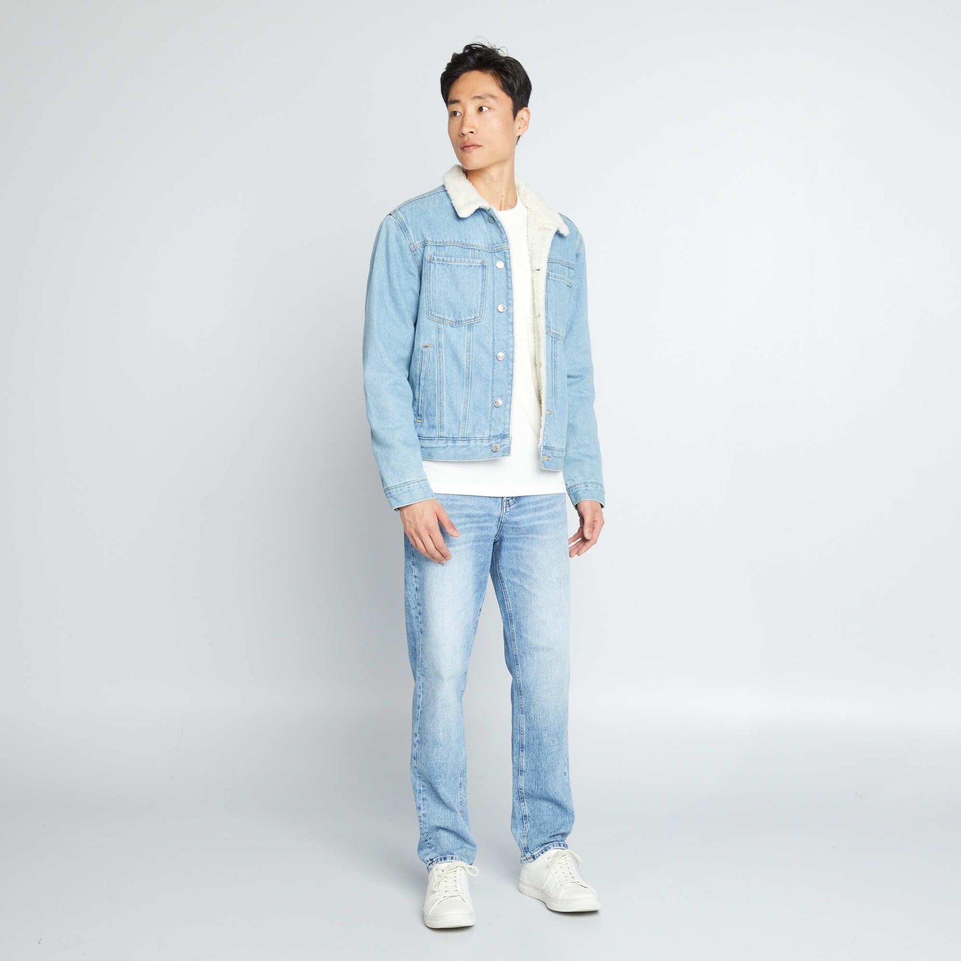 Veste en jean doubl e sherpa Bleu
