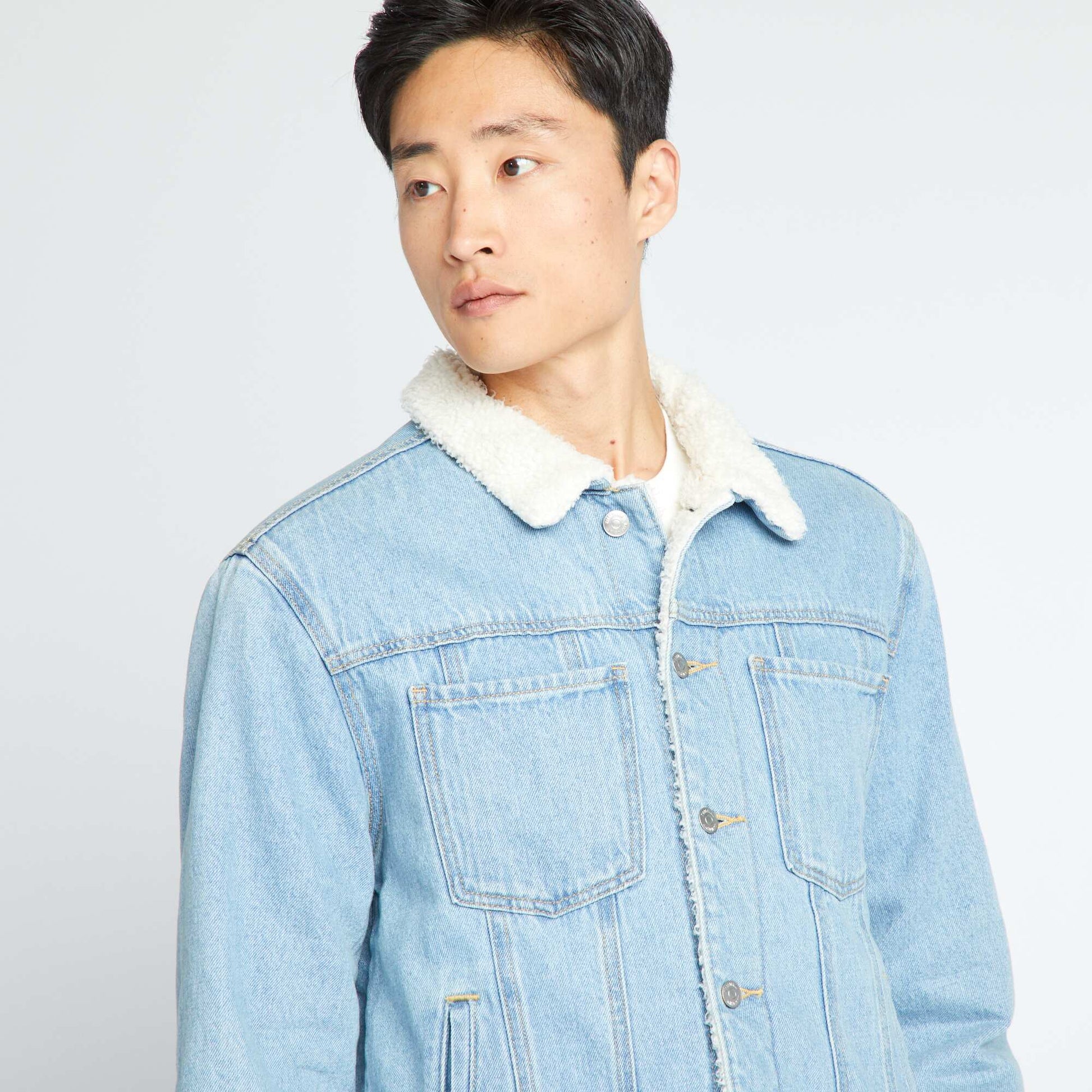Veste en jean doubl e sherpa Bleu