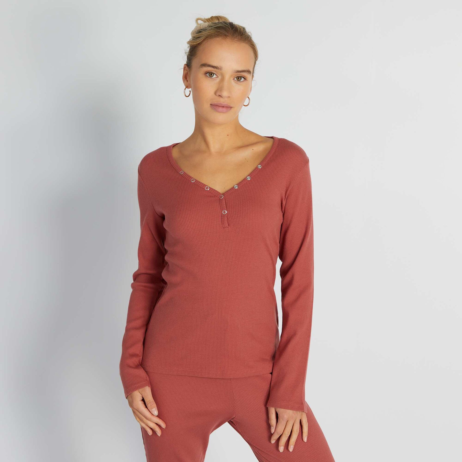 T-shirt pyjama en maille c tel e Rouge