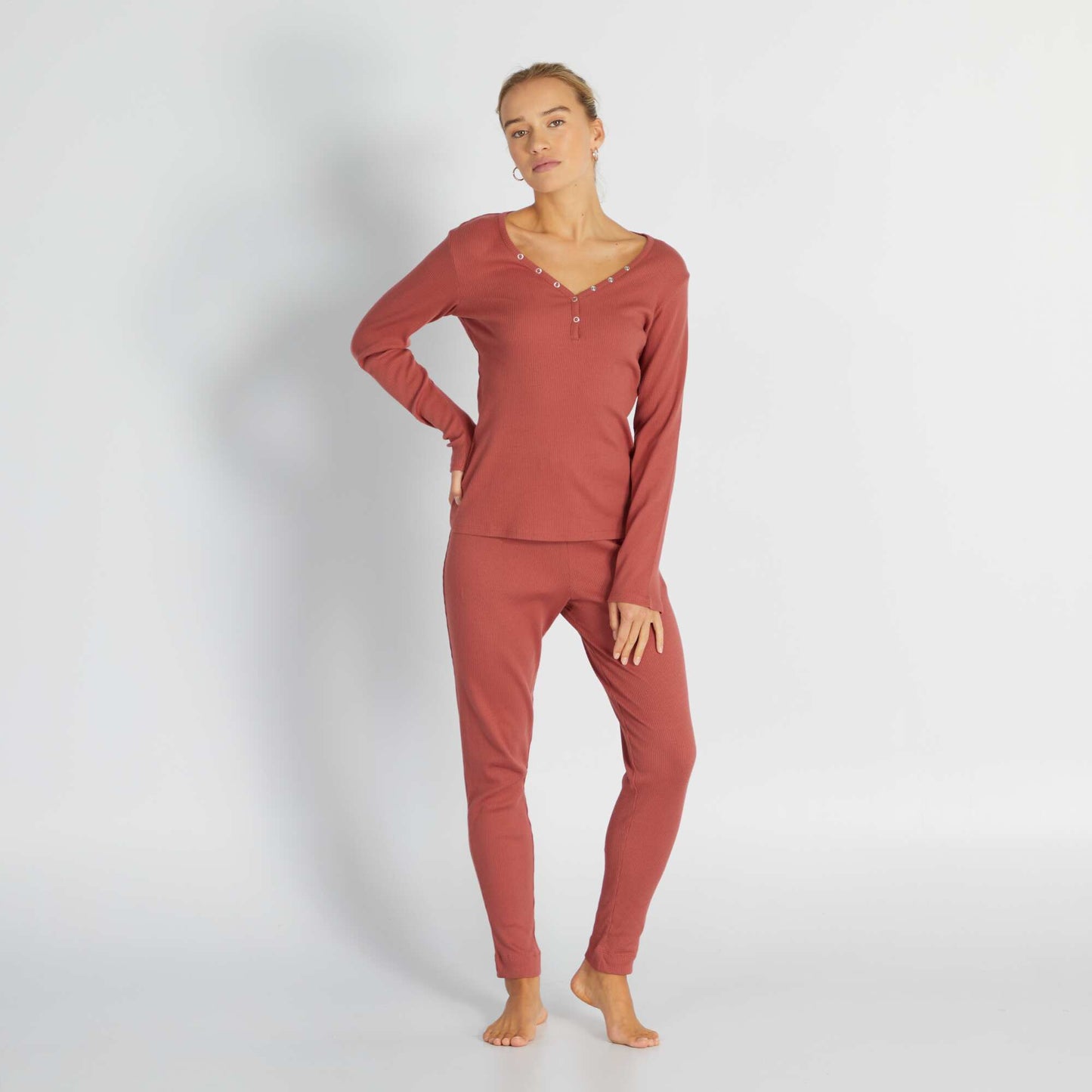T-shirt pyjama en maille c tel e Rouge