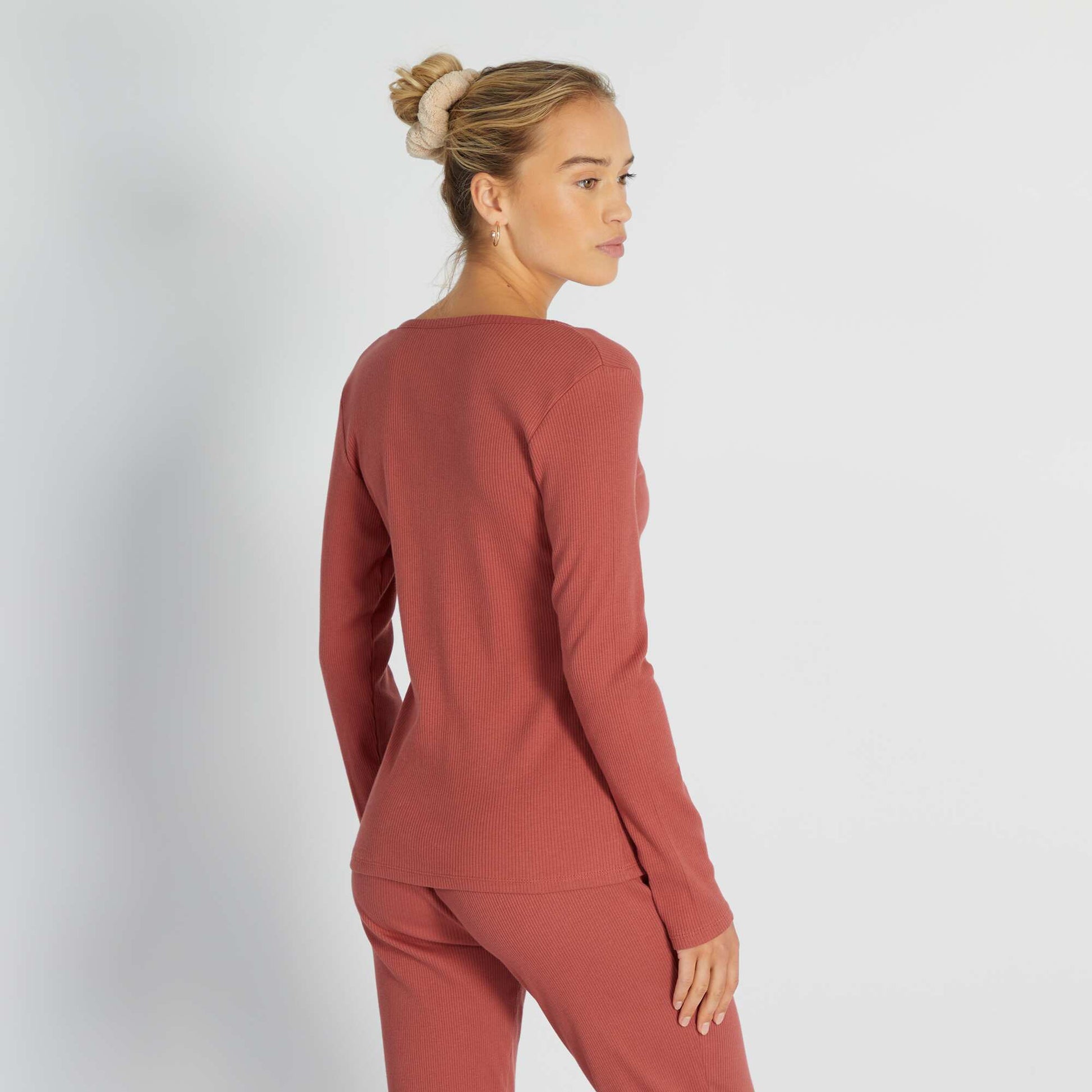 T-shirt pyjama en maille c tel e Rouge