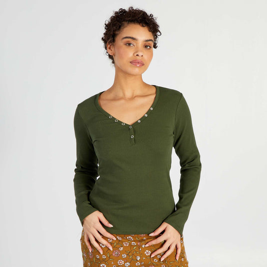 T-shirt pyjama en maille c tel e Vert