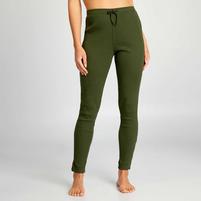 Pantalon en maille c tel e Vert kaki