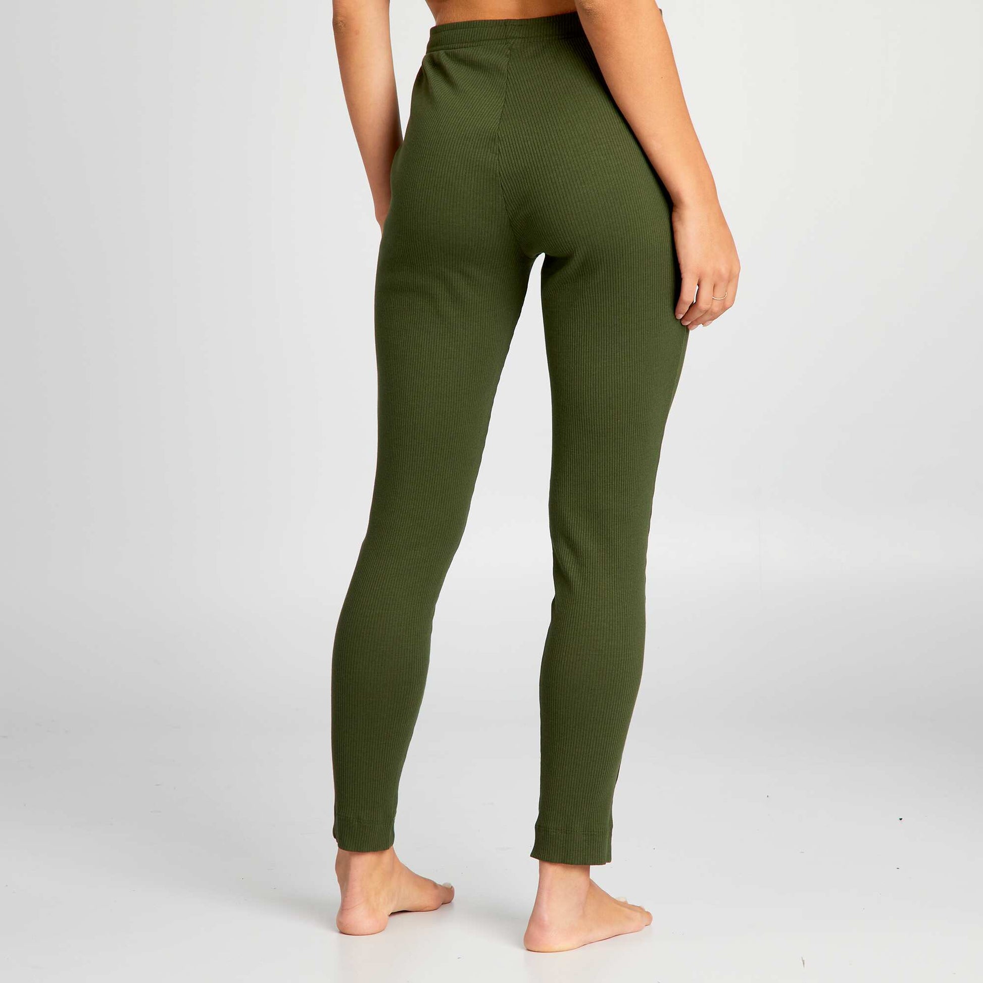 Pantalon en maille c tel e Vert kaki